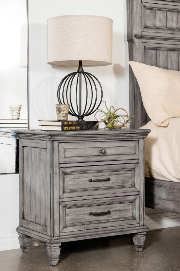 (image for) Avenue 3-drawer Nightstand Weathered Grey