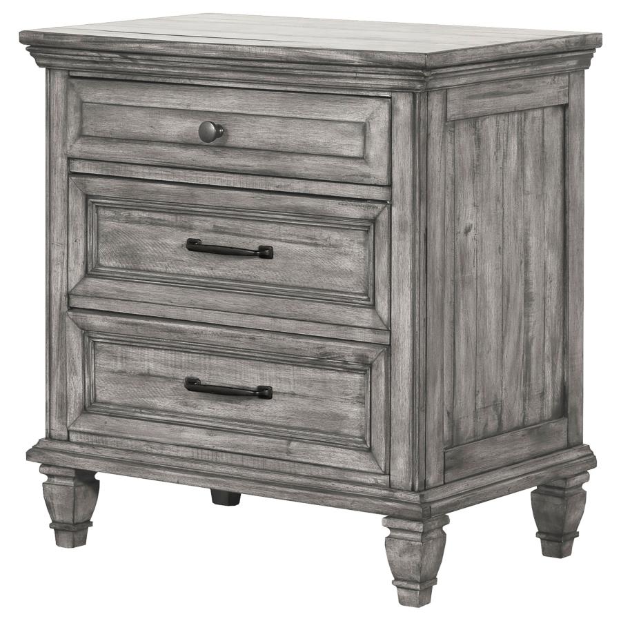 (image for) Avenue 3-drawer Nightstand Weathered Grey