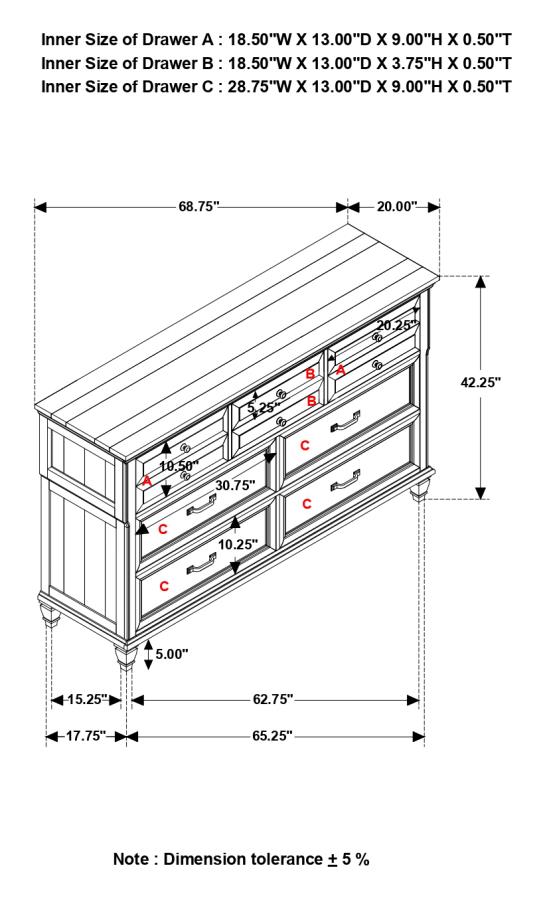 (image for) Avenue 8-drawer Dresser Weathered Grey