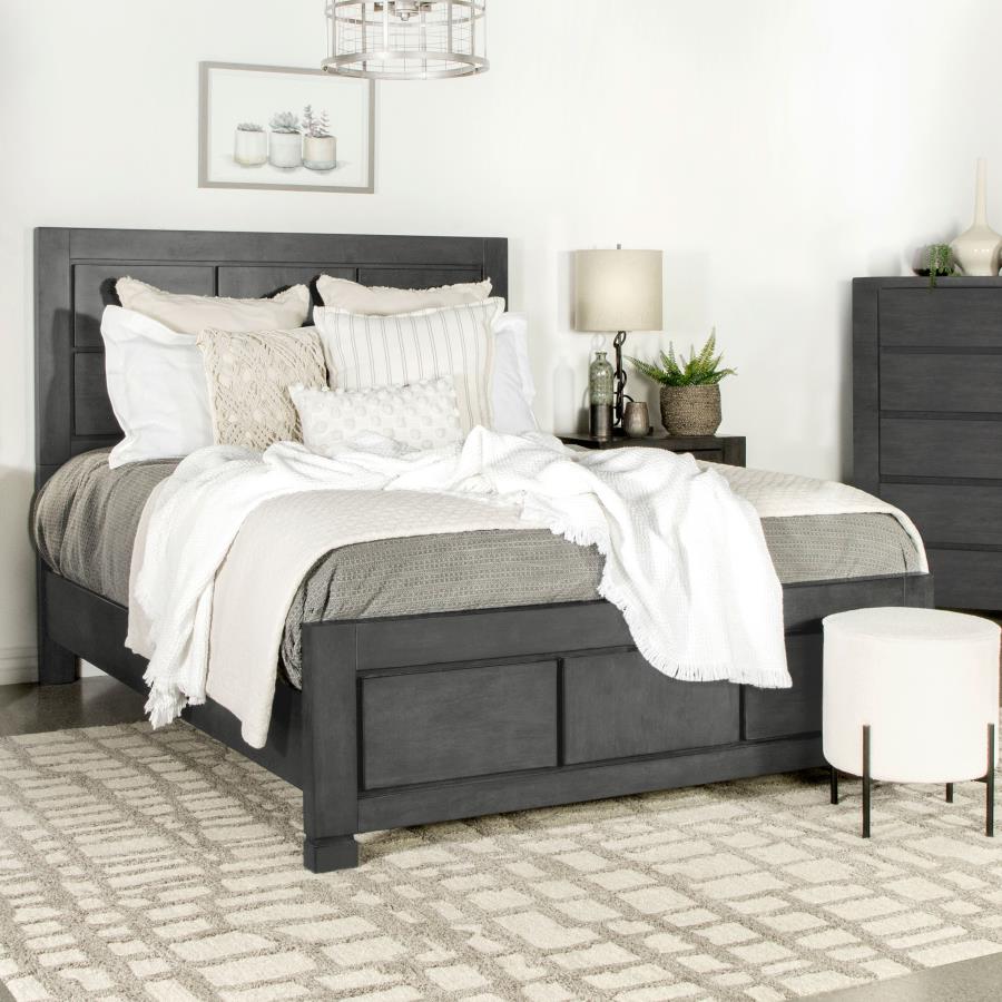 (image for) Lorenzo Wood Eastern King Panel Bed Dark Grey