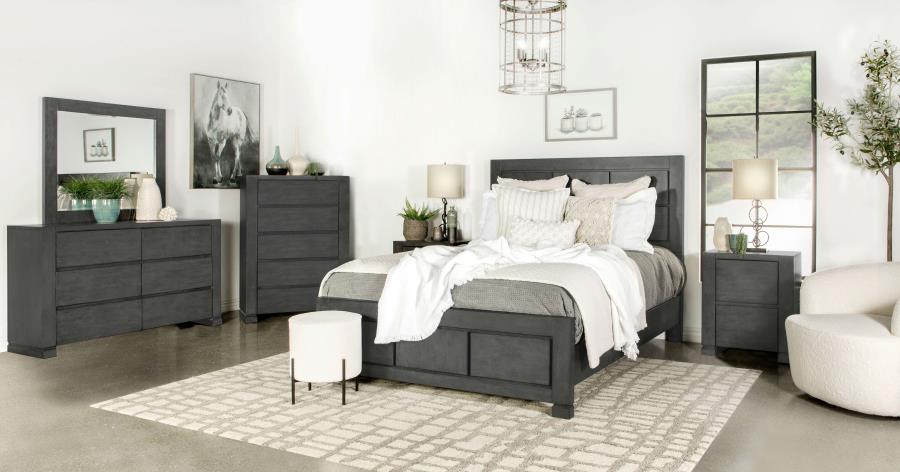 (image for) Lorenzo Wood Eastern King Panel Bed Dark Grey