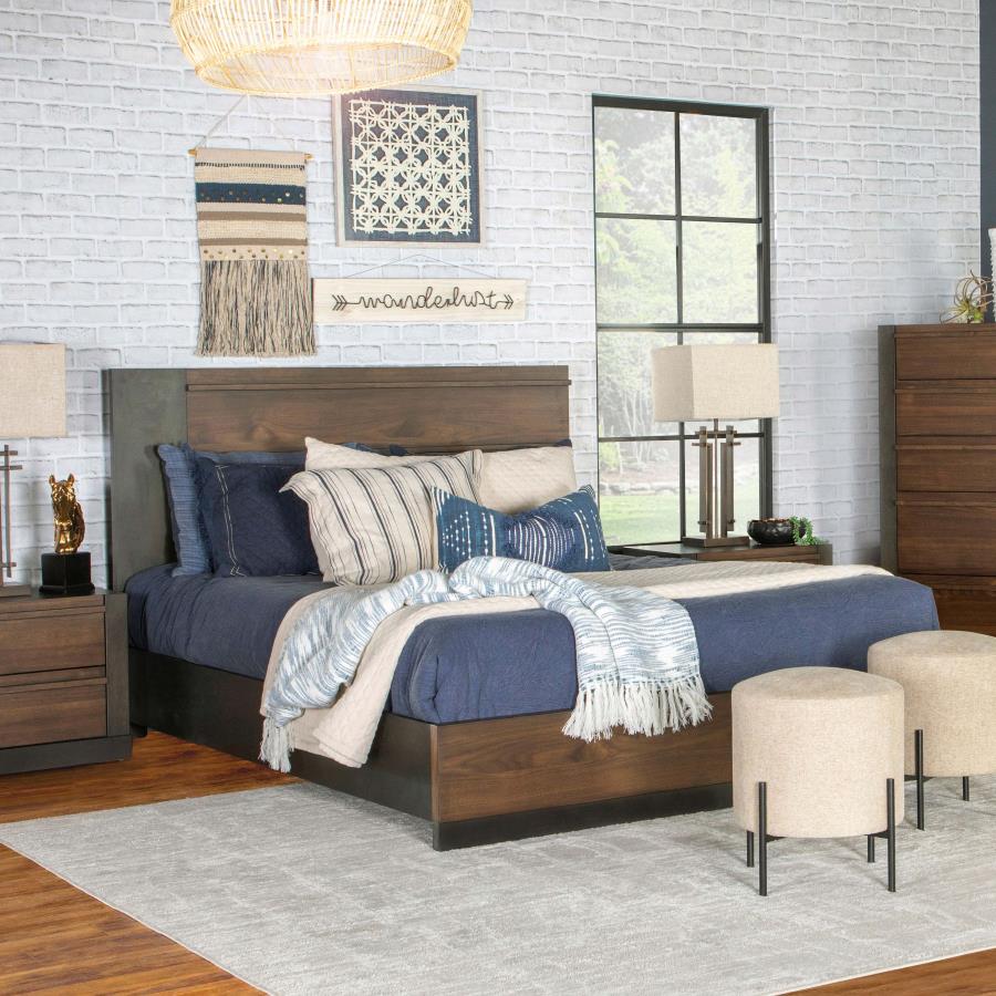 (image for) Azalia Wood California King Panel Bed Walnut