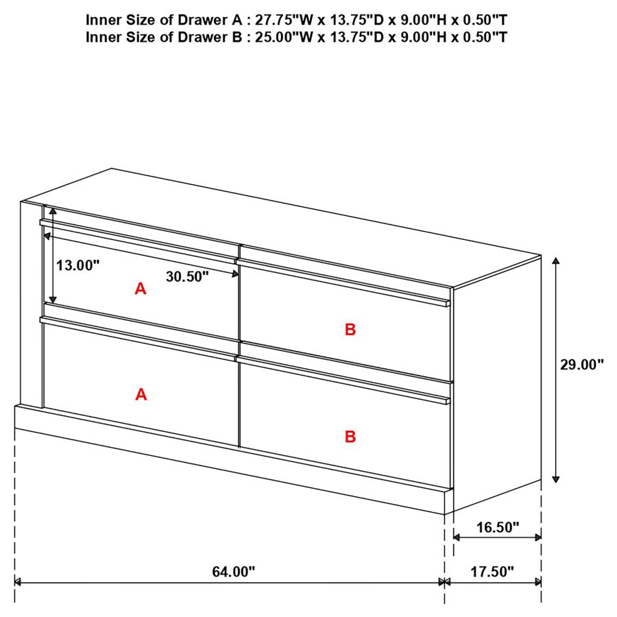 (image for) Azalia 4-drawer Dresser Walnut