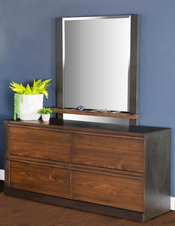 (image for) Azalia 4-drawer Dresser with Mirror Walnut - Click Image to Close