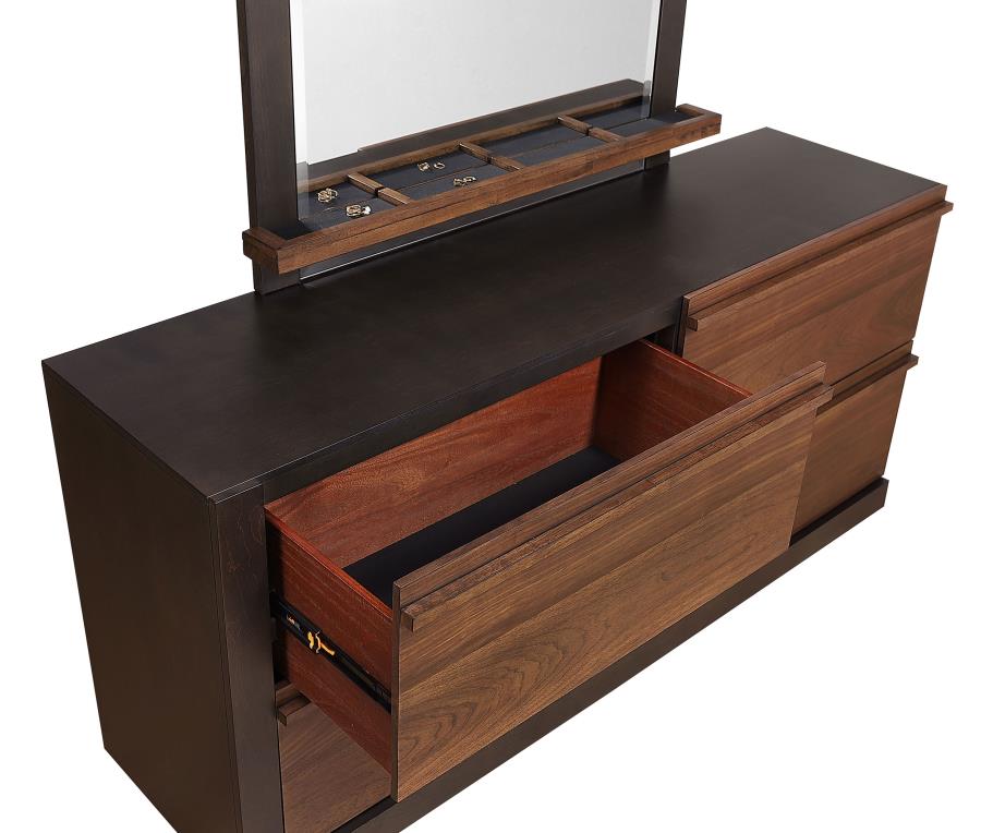 (image for) Azalia 4-drawer Dresser with Mirror Walnut