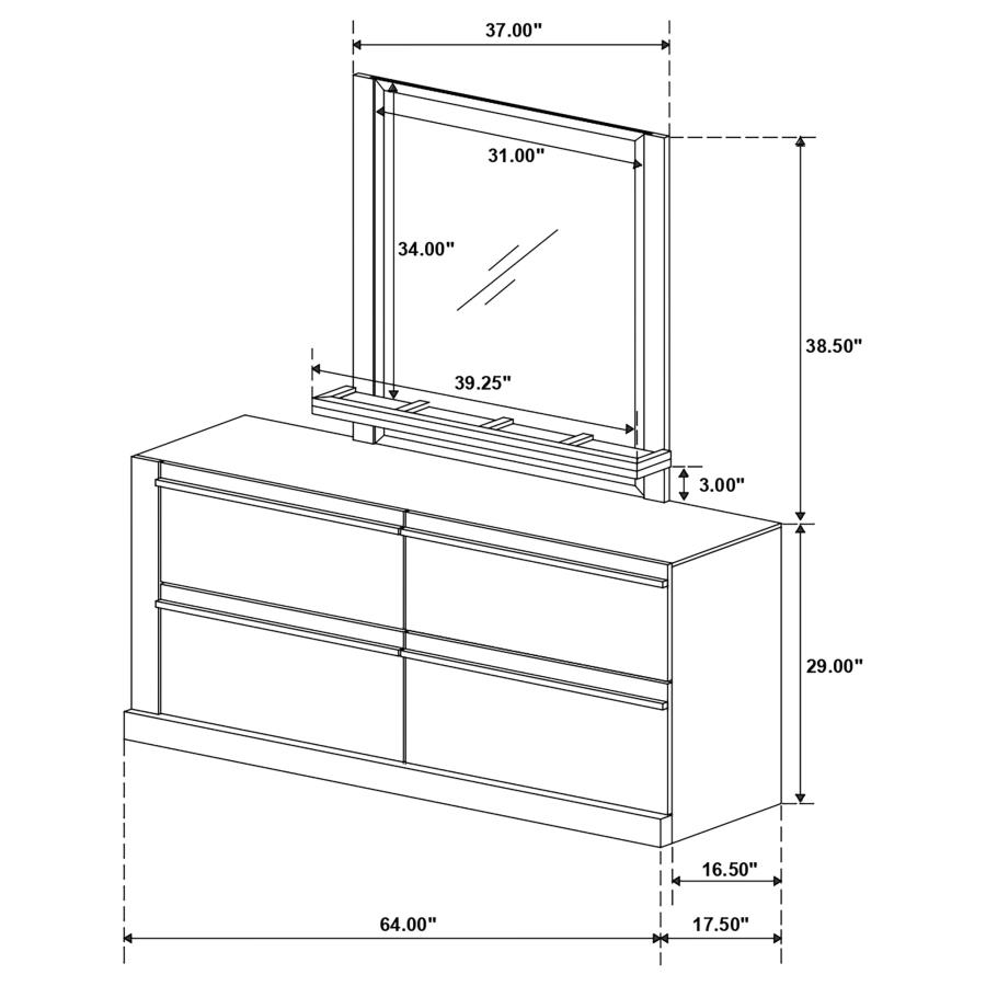 (image for) Azalia 4-drawer Dresser with Mirror Walnut