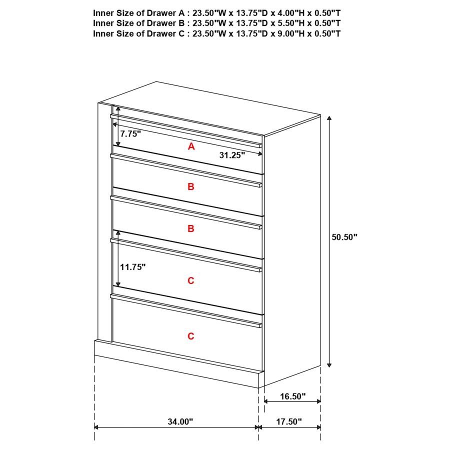 (image for) Azalia 5-drawer Bedroom Chest Walnut