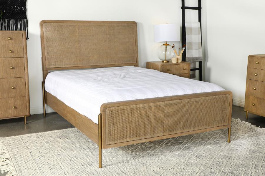 (image for) Arini Rattan Eastern King Panel Bed Sand Wash and Natural