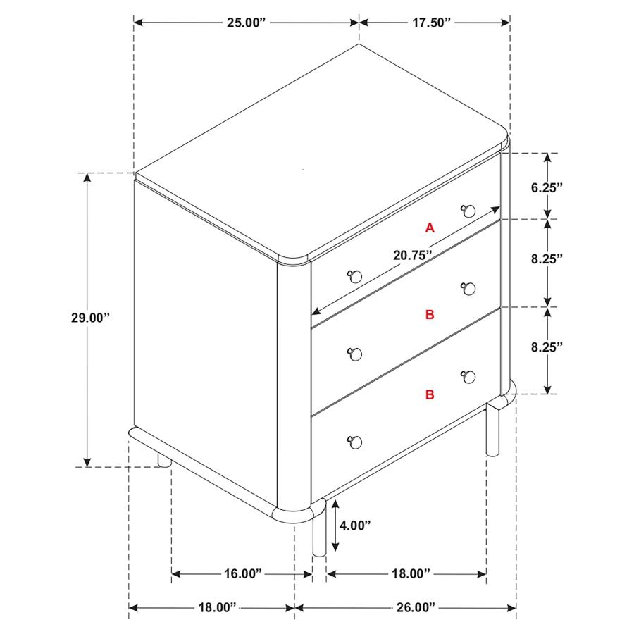 (image for) Arini 3-drawer Nightstand Sand Wash