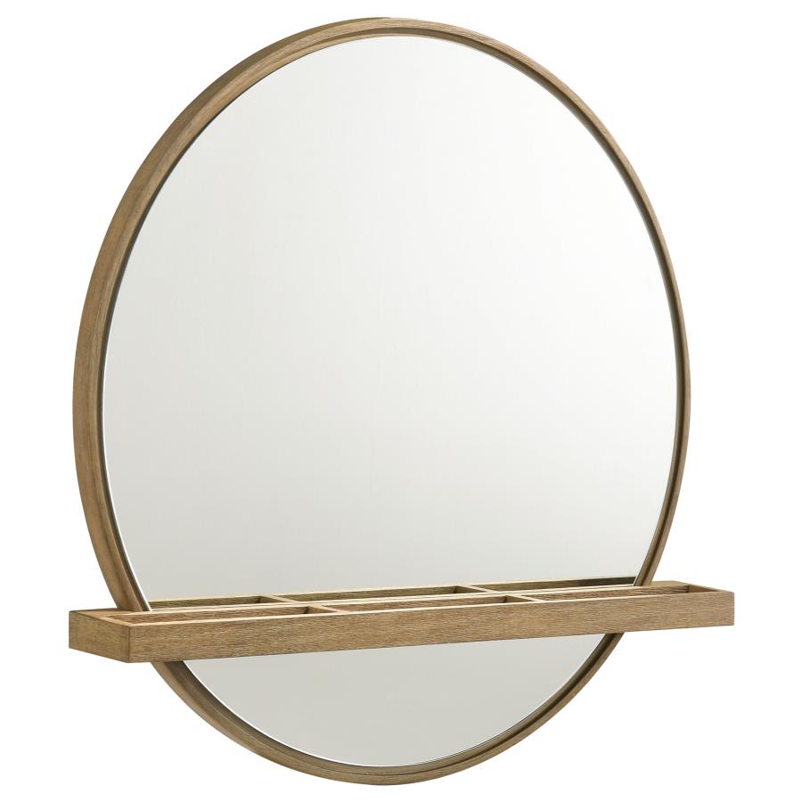 (image for) Arini Round Vanity Wall Mirror with Shelf Sand Wash