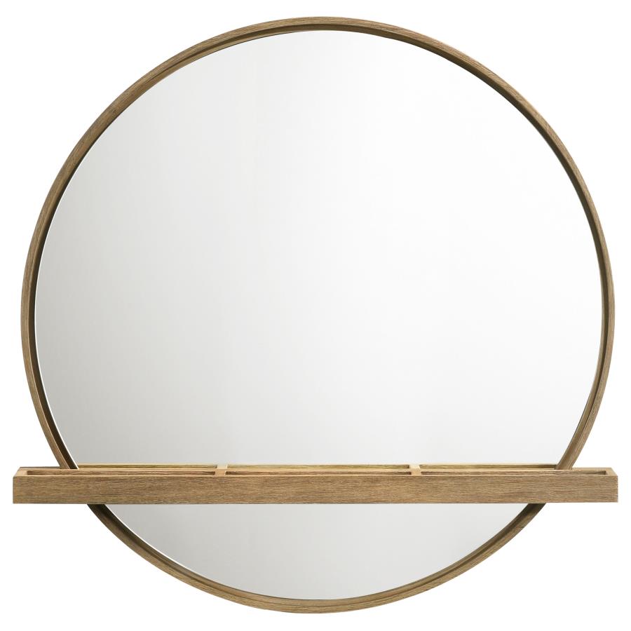 (image for) Arini Round Vanity Wall Mirror with Shelf Sand Wash