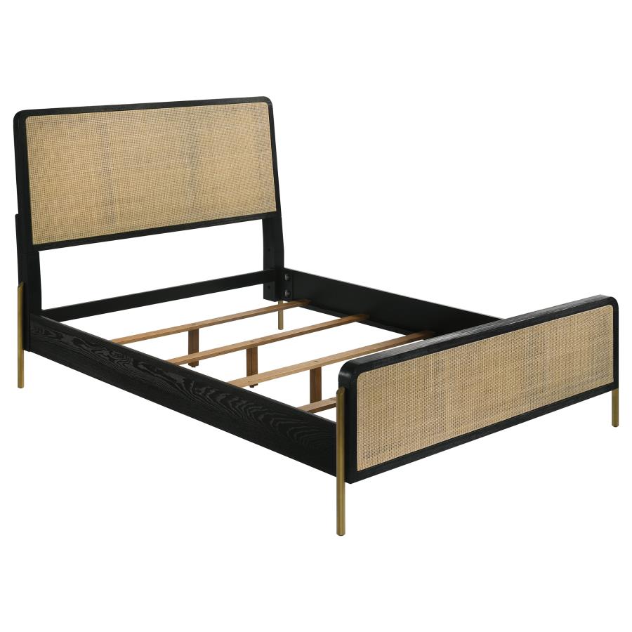 (image for) Arini Rattan California King Panel Bed Black and Natural
