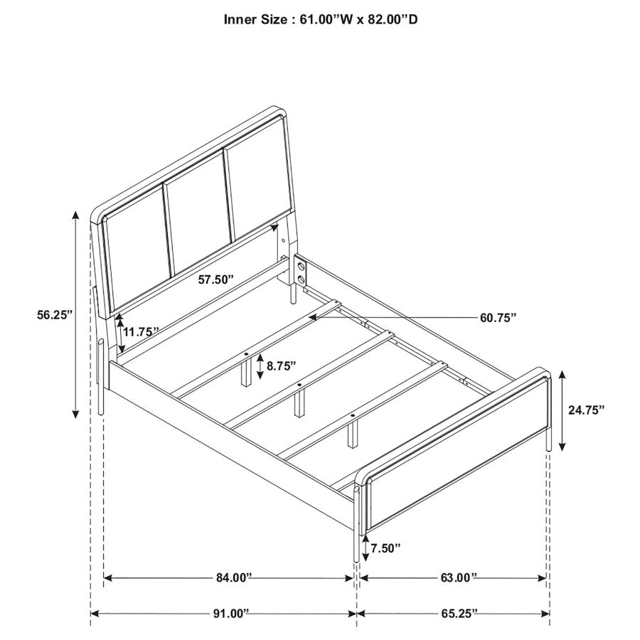 (image for) Arini Upholstered Queen Panel Bed Black and Grey