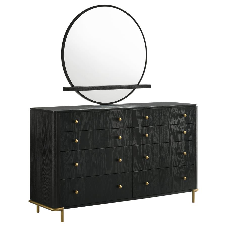 (image for) Arini 8-drawer Dresser with Mirror Black