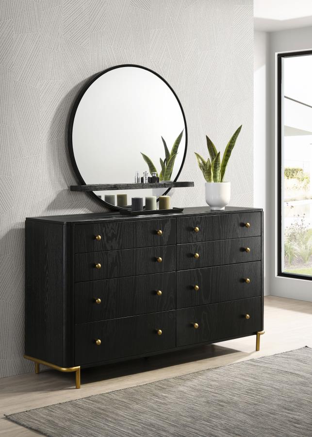 (image for) Arini 8-drawer Dresser with Mirror Black