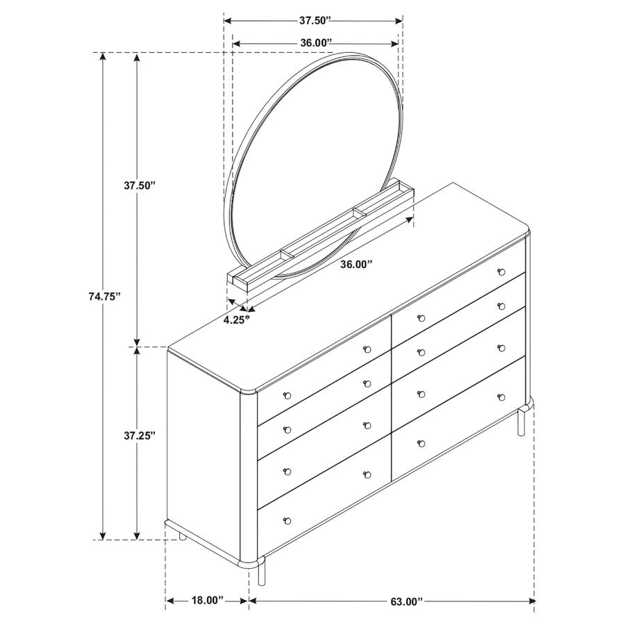 (image for) Arini 8-drawer Dresser with Mirror Black