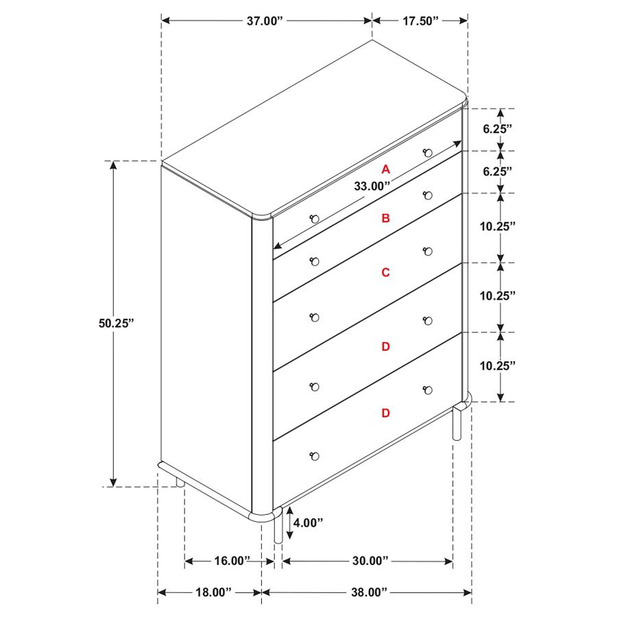 (image for) Arini 5-drawer Bedroom Chest Black