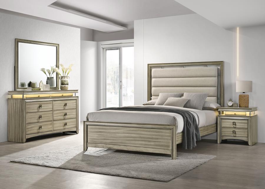 (image for) Giselle 4-piece Eastern King Bedroom Set Rustic Beige - Click Image to Close