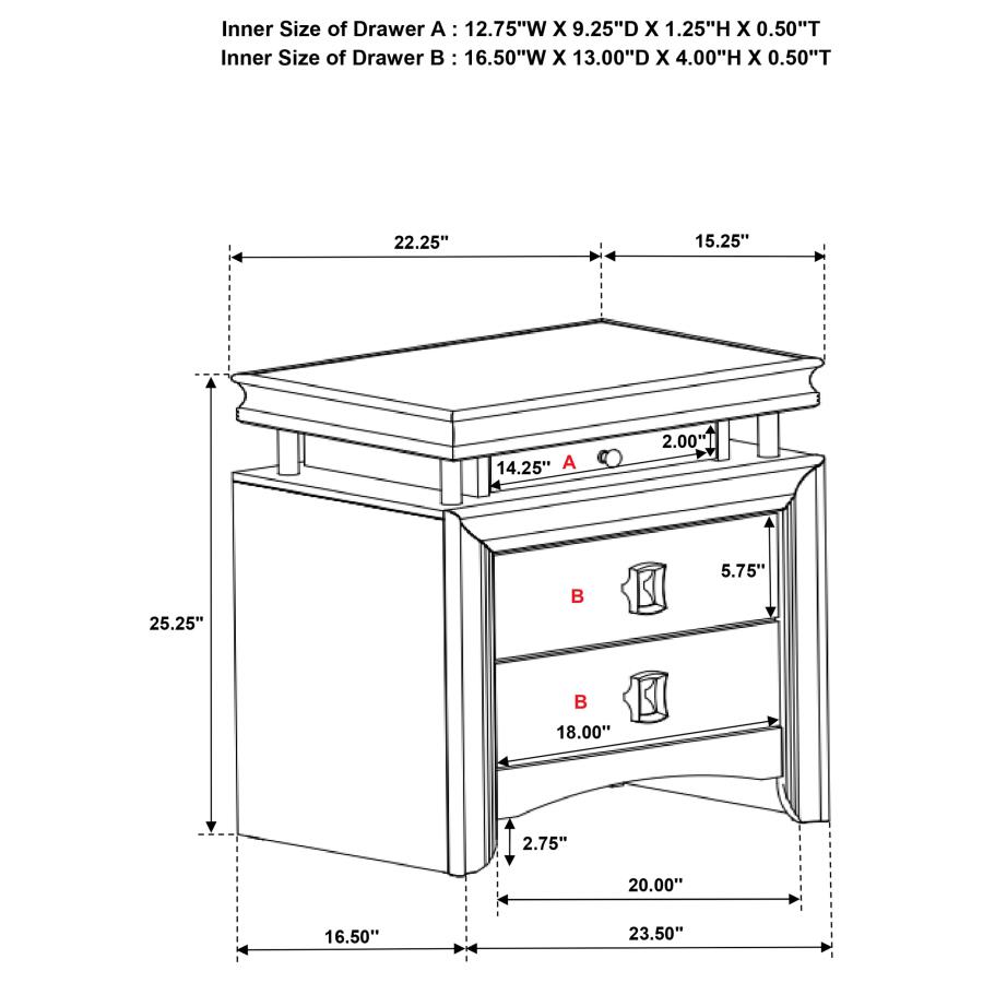 (image for) Giselle 3-drawer Nightstand Rustic Beige