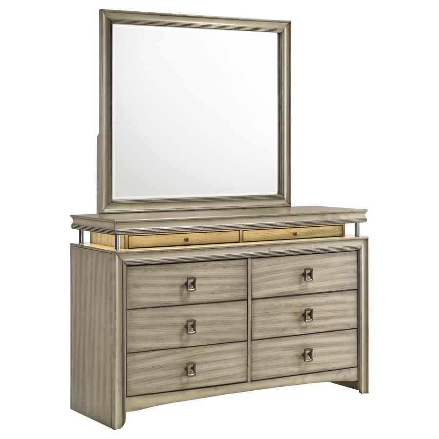 (image for) Giselle 8-drawer Dresser with Mirror Rustic Beige