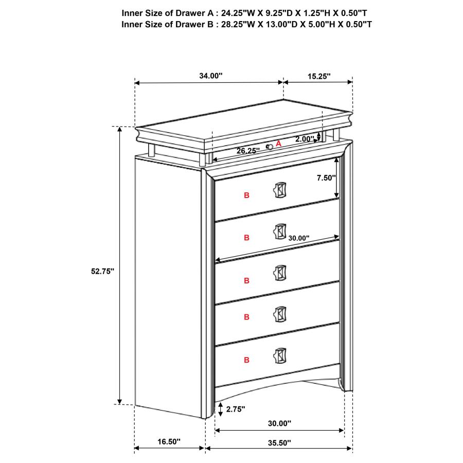 (image for) Giselle 6-drawer Bedroom Chest Rustic Beige