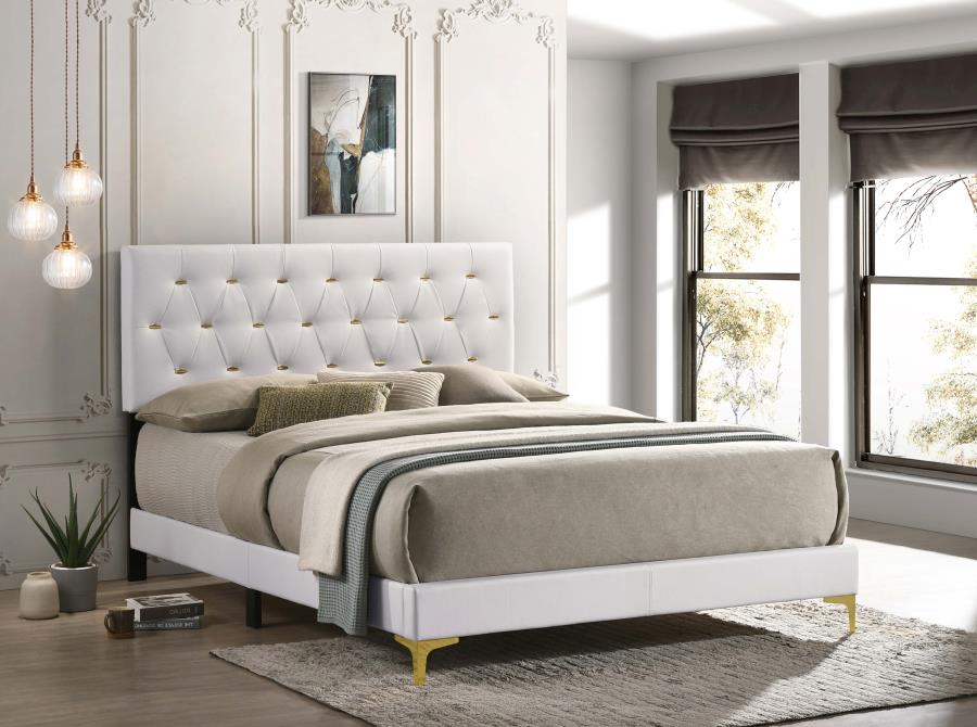 (image for) Kendall Upholstered California King Panel Bed White