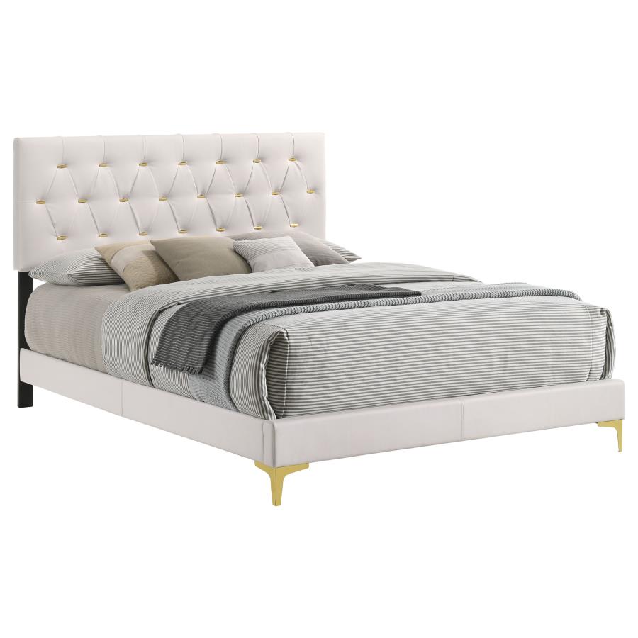 (image for) Kendall Upholstered California King Panel Bed White