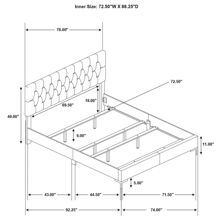 (image for) Kendall Upholstered California King Panel Bed White