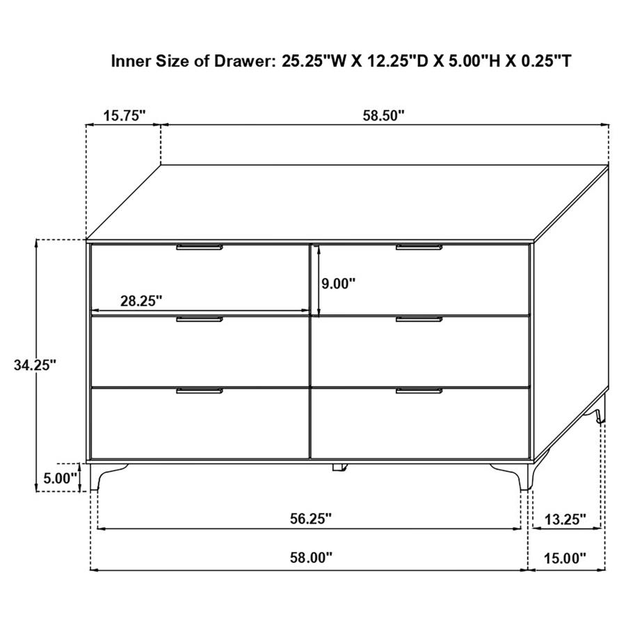 (image for) Kendall 6-drawer Dresser White