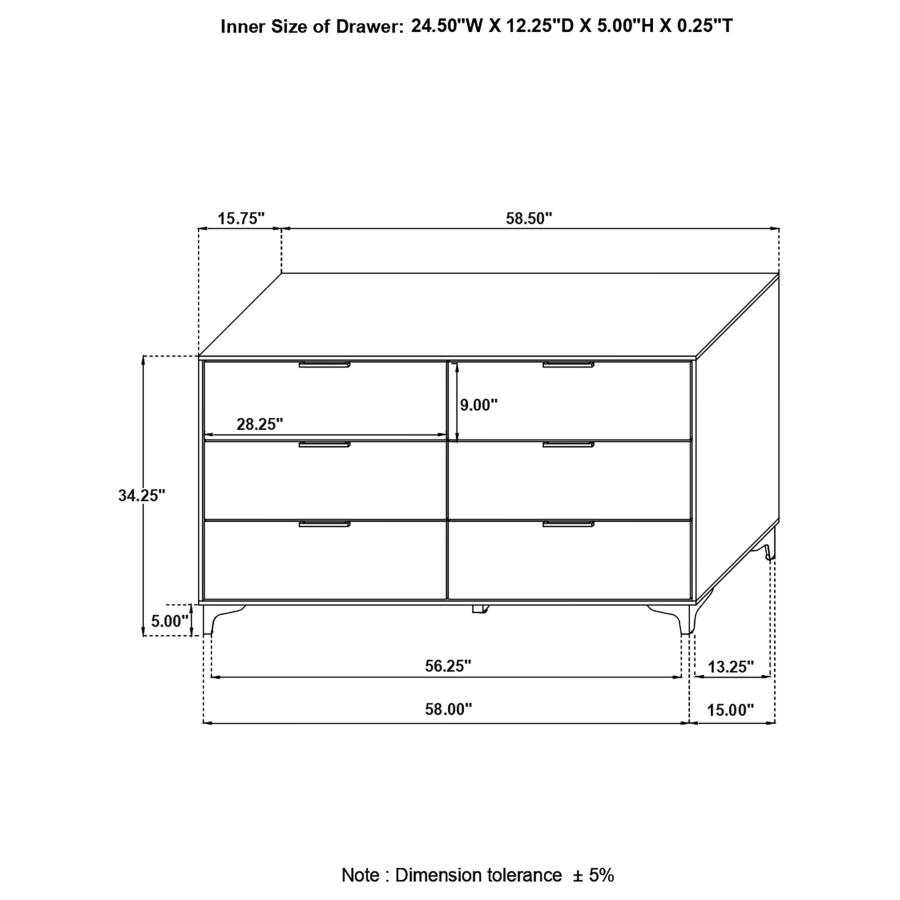 (image for) Kendall 6-drawer Dresser White