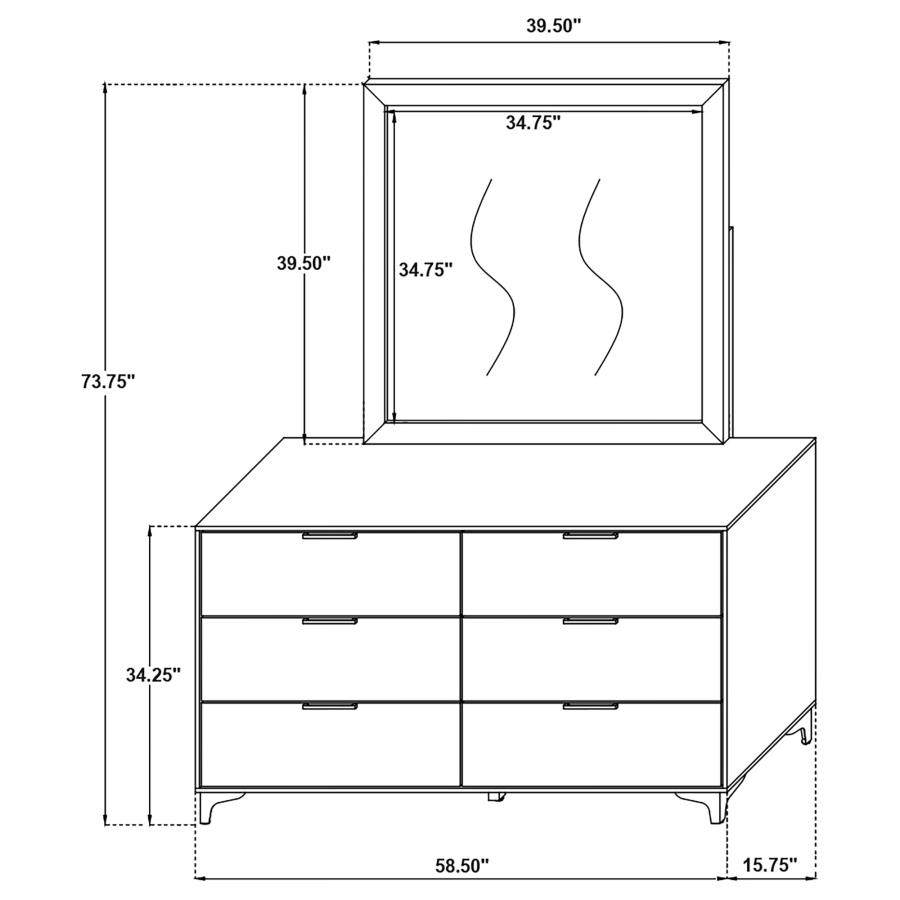 (image for) Kendall 6-drawer Dresser with Mirror White