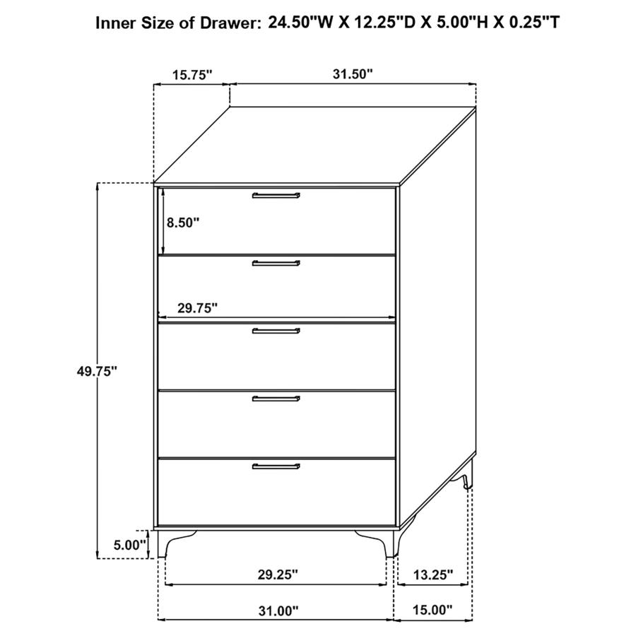 (image for) Kendall 5-drawer Bedroom Chest White