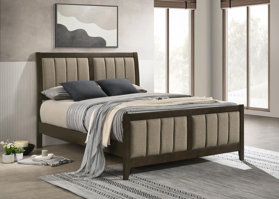 (image for) Wilkes 51-inch Upholstered Full Bed Dark Cocoa