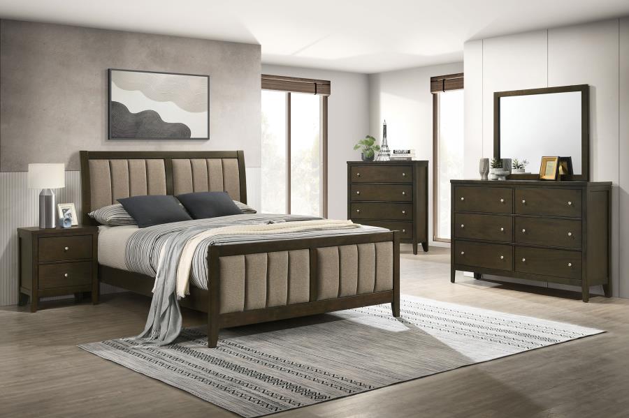 (image for) Wilkes 51-inch Upholstered Full Bed Dark Cocoa