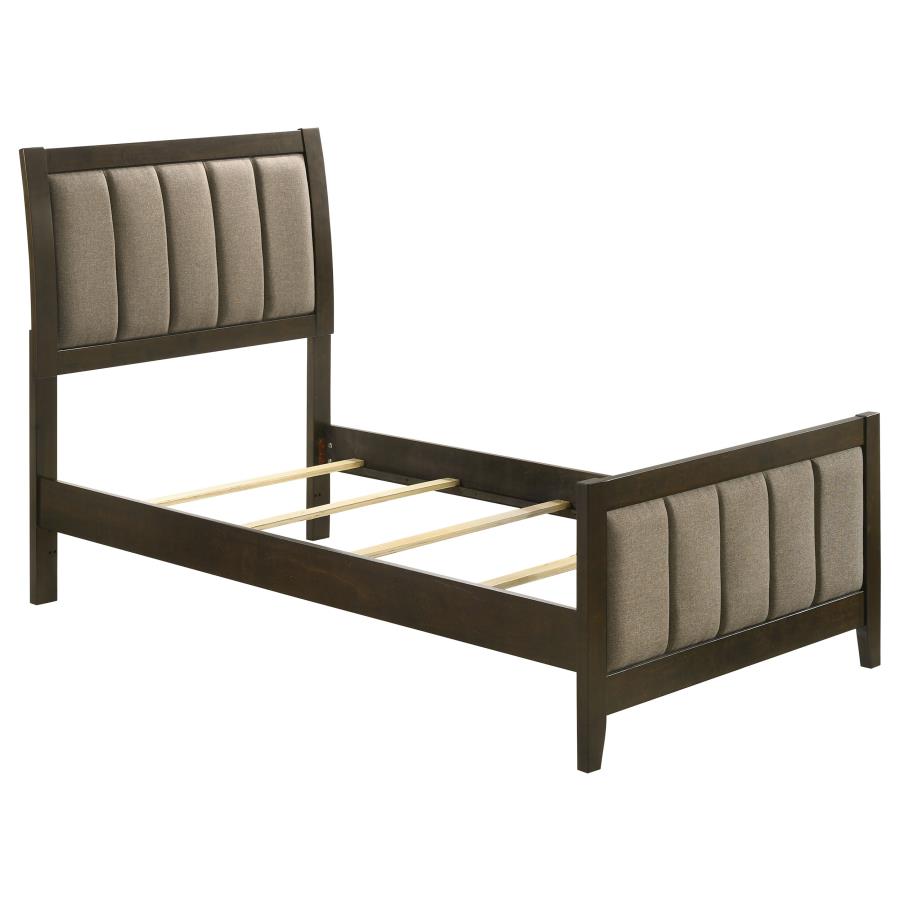 (image for) Wilkes 51-inch Upholstered Twin Bed Dark Cocoa