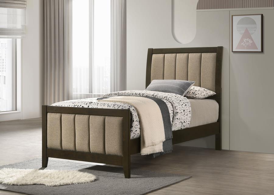 (image for) Wilkes 51-inch Upholstered Twin Bed Dark Cocoa