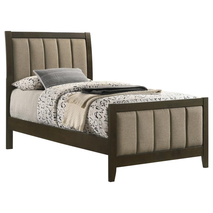 (image for) Wilkes 51-inch Upholstered Twin Bed Dark Cocoa