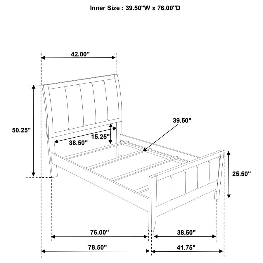 (image for) Wilkes 51-inch Upholstered Twin Bed Dark Cocoa