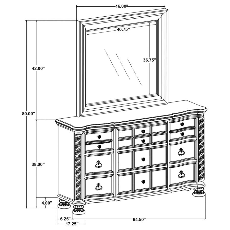 (image for) Emmett 9-drawer Dresser with Mirror Walnut