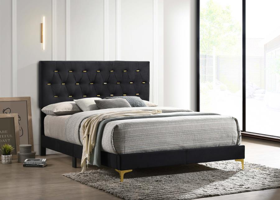 (image for) Kendall Upholstered Eastern King Panel Bed Black