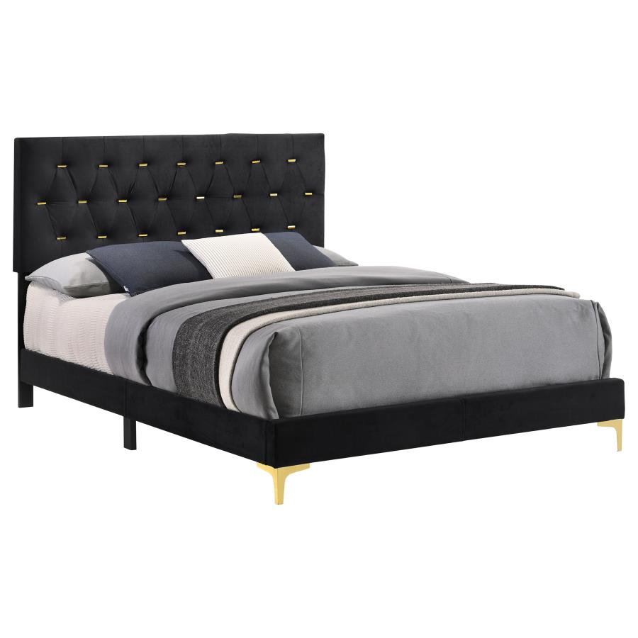 (image for) Kendall Upholstered Eastern King Panel Bed Black