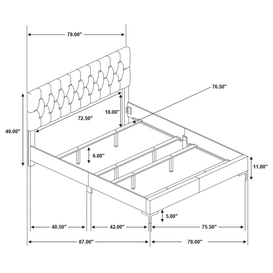 (image for) Kendall Upholstered Eastern King Panel Bed Black