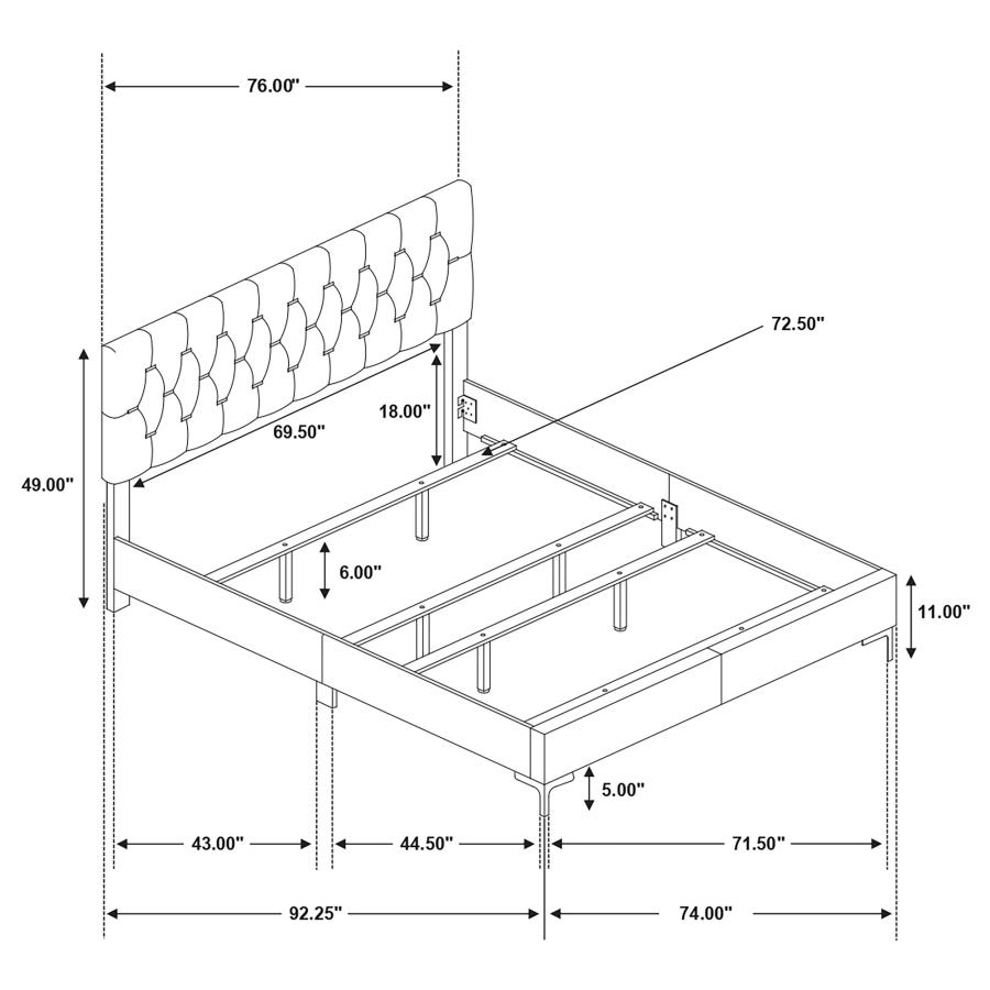 (image for) Kendall Upholstered California King Panel Bed Black