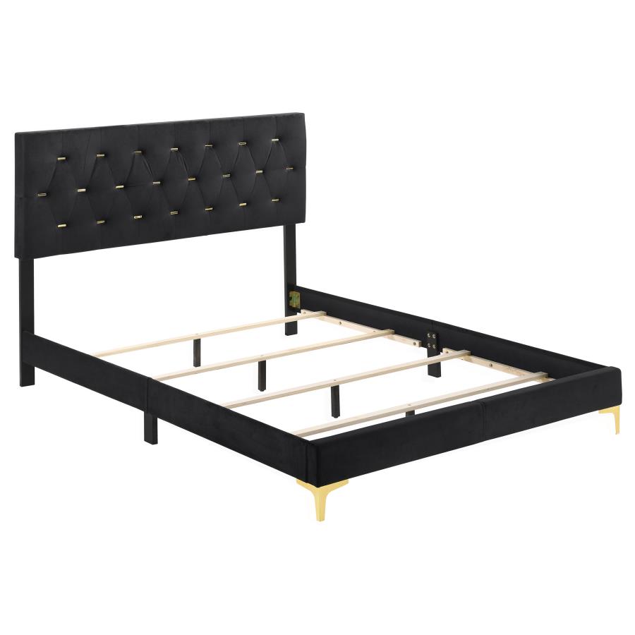 (image for) Kendall Upholstered Queen Panel Bed Black