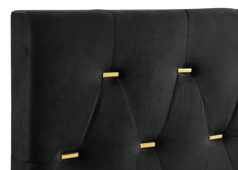 (image for) Kendall Upholstered Queen Panel Bed Black