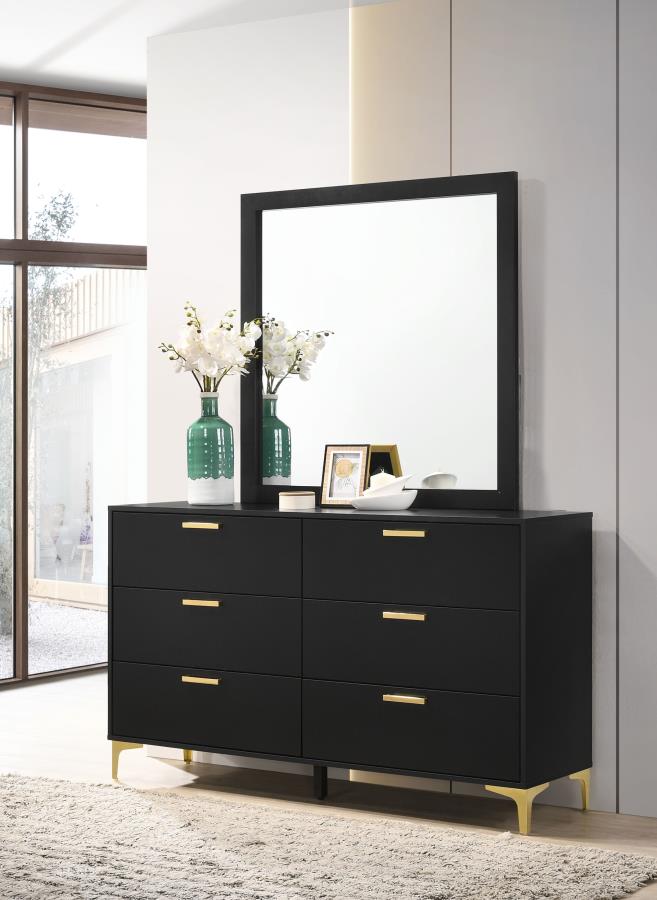 (image for) Kendall 6-drawer Dresser with Mirror Black