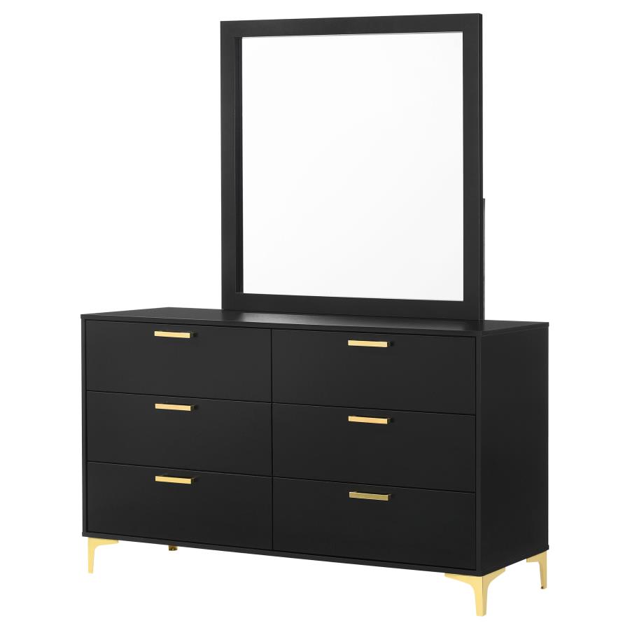 (image for) Kendall 6-drawer Dresser with Mirror Black