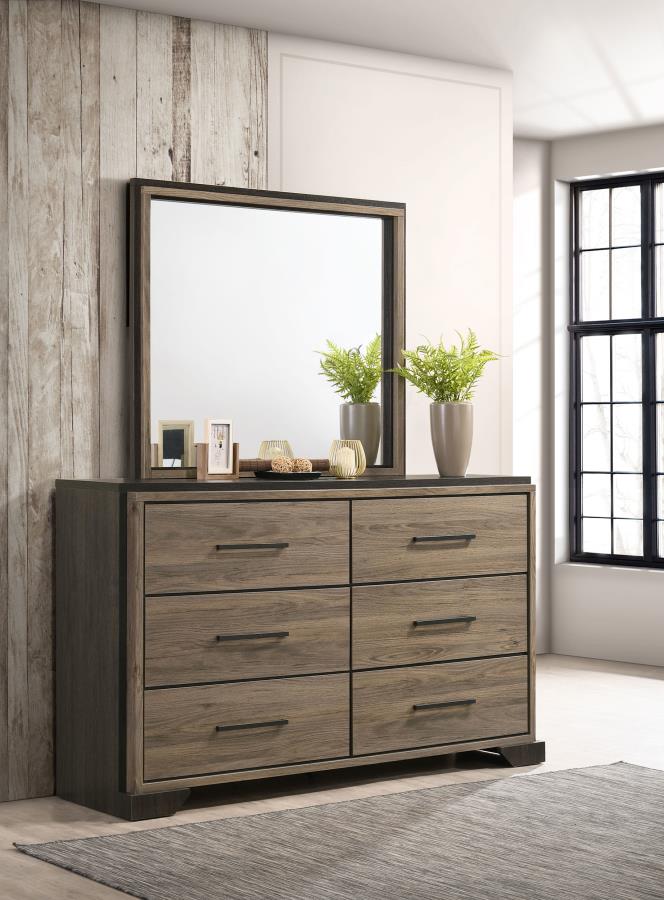 (image for) Baker 6-drawer Dresser with Mirror Light Taupe