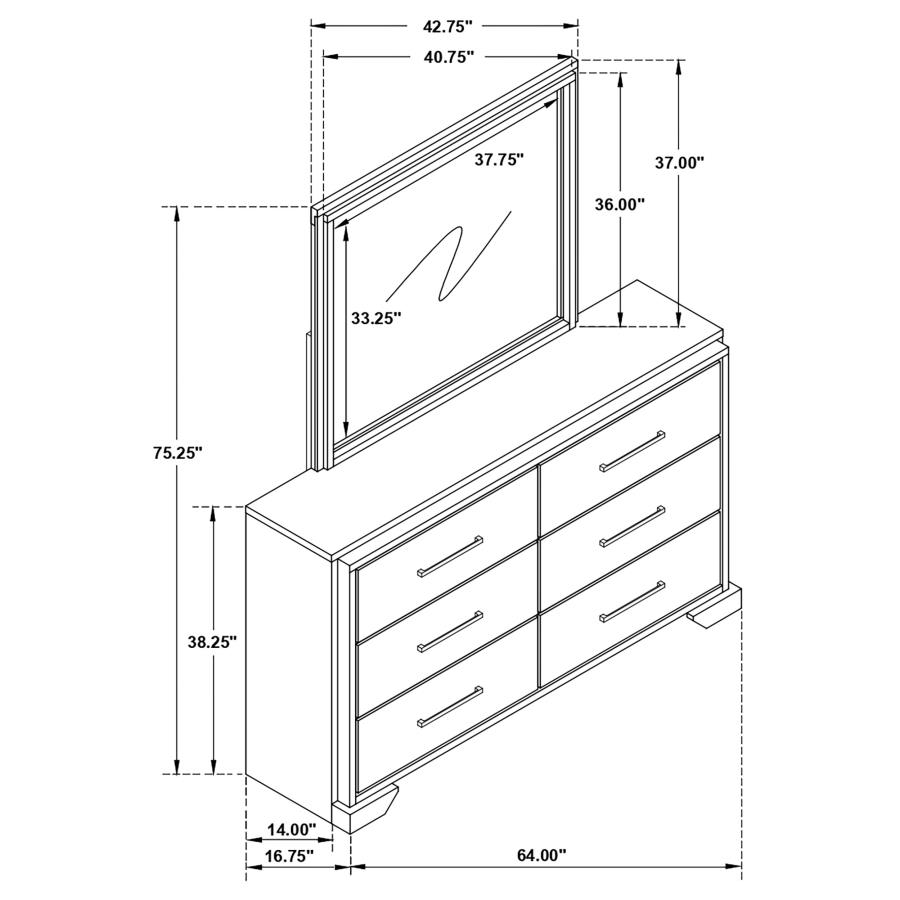 (image for) Baker 6-drawer Dresser with Mirror Light Taupe