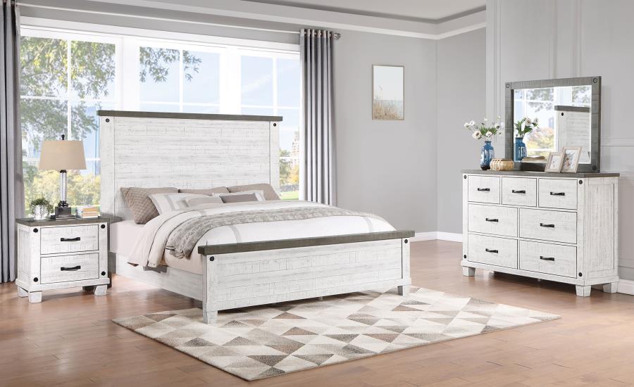 (image for) Lilith 4-piece Eastern King Bedroom Set Distressed White